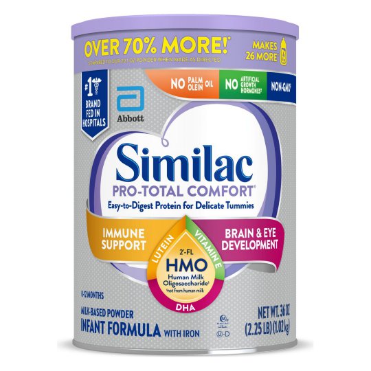 Similac Pro-Total Comfort Infant Formula Powder, 36 oz Can, Case of 3