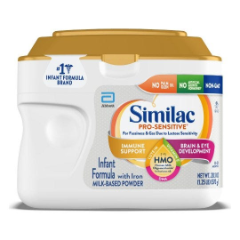 Similac Pro Sensitive Infant Formula Powder 20 1 Oz Tub