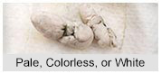 Pale, colorless, or white